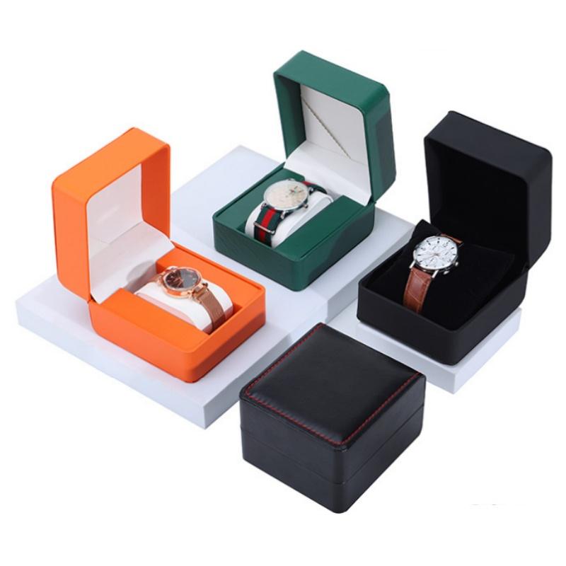 2025 New Watch Case Black Single Gift Box With Pillow PU Leather Wristwatch Display Organizer For Men Clamshell