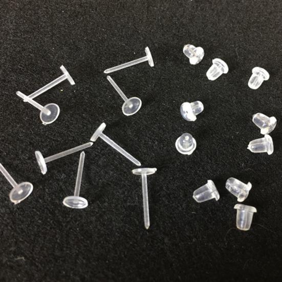50 Teile/satz Unisex Klar Kunststoff Ohrring Post Ohr Pins Rücken DIY Schmuck Zubehör