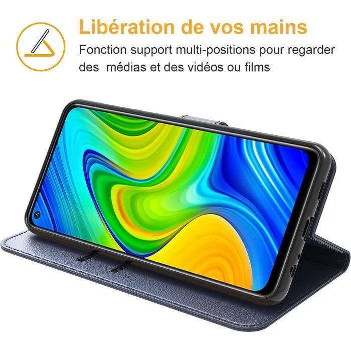 Skyddsskal - E.F.CONNECTION - Redmi Note 9 - Lädereffekt - Marinblå - Repskyddande och Stöttåligt
