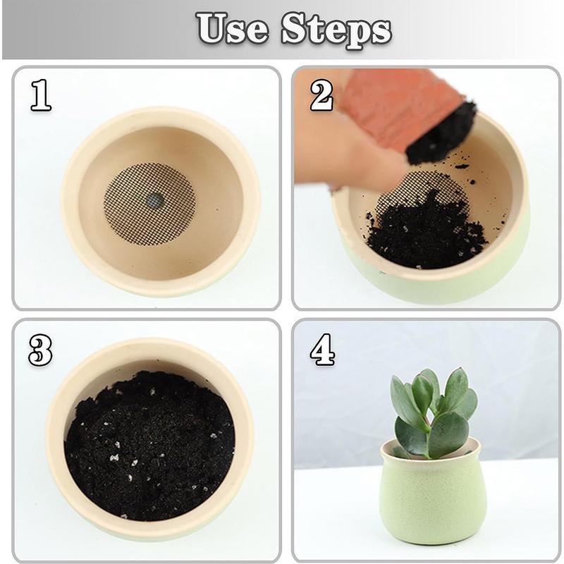 50pcs Pot Hole Mesh Pad Grid Round Drainage Hole Screen For Pot Bottom Prevent Soil Loss Bonsai Flower Plant Gardening Tools