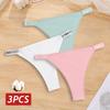 3 sztuki/zestaw bawełniane brazylijskie majtki damskie majtki seksowne majtki bikini z niskim stanem damskie jednolity kolor oddychająca bielizna M-XL