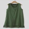 2024 Summer Women's Cotton Linen Sleeveless Vest - Solid Color Casual Shirt Top