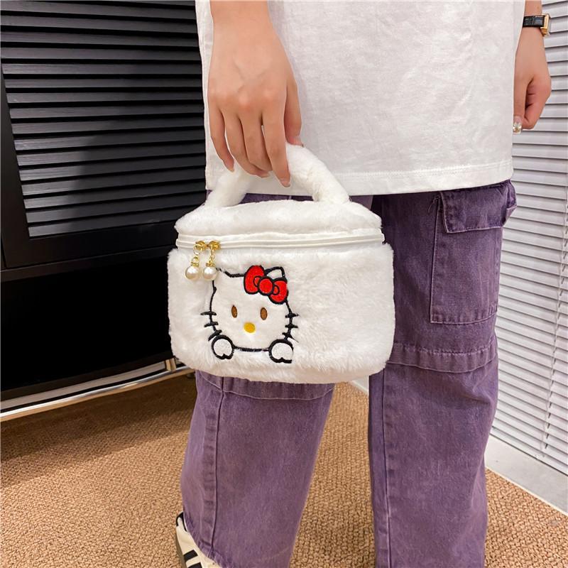Adorable Plush Strawberry Bear Handbag For Women Spacious Makeup Organizer Bag
