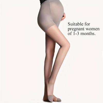 1 Piece Maternity Skin Tone Pantyhose, High Elastic Abdominal Support Non-Binding Belly, Natural Flesh Color Bare Leg Effect