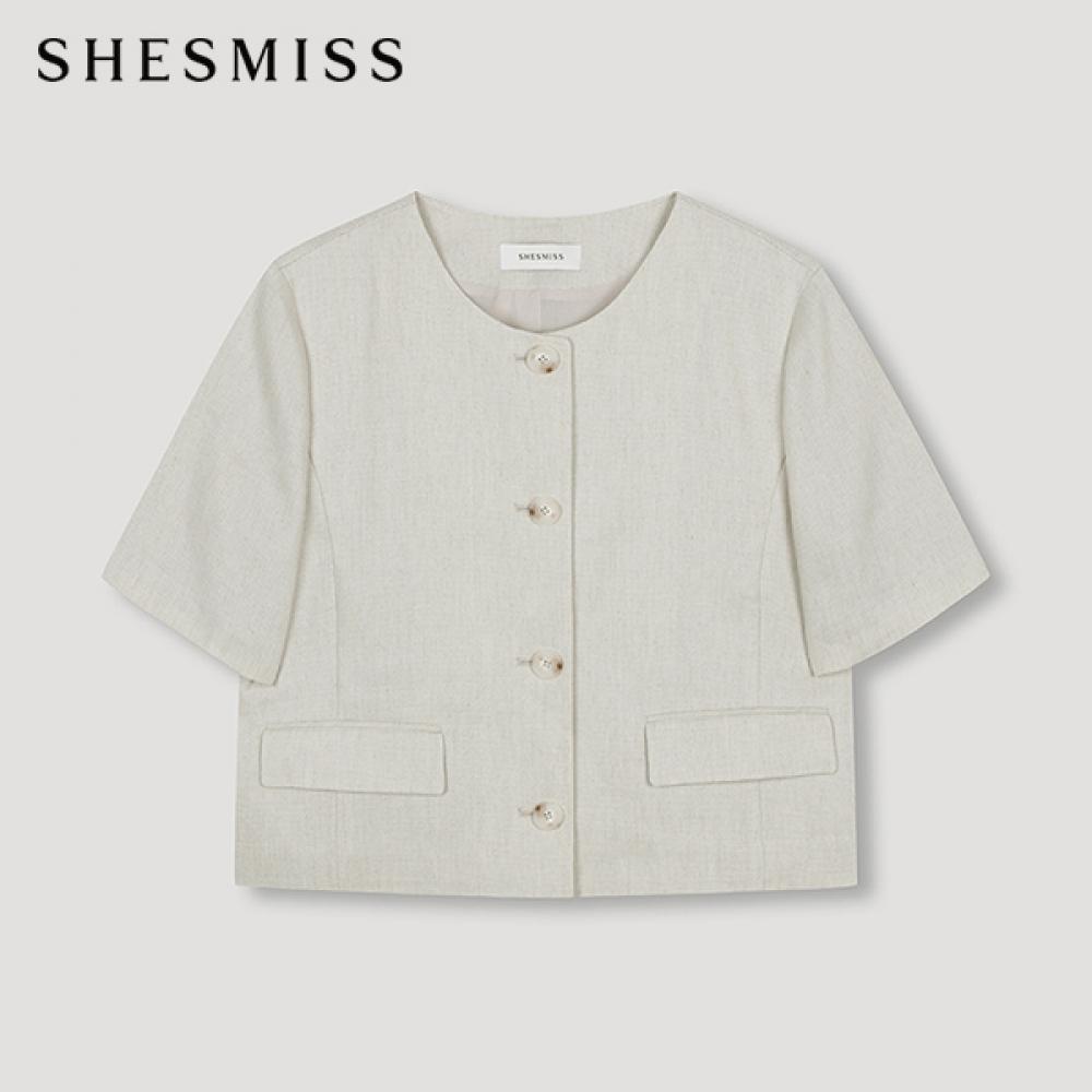 

She S miss houndStooth Льняная куртка с короткими рукавами Swwjkn21150 Ot oatmeal/55