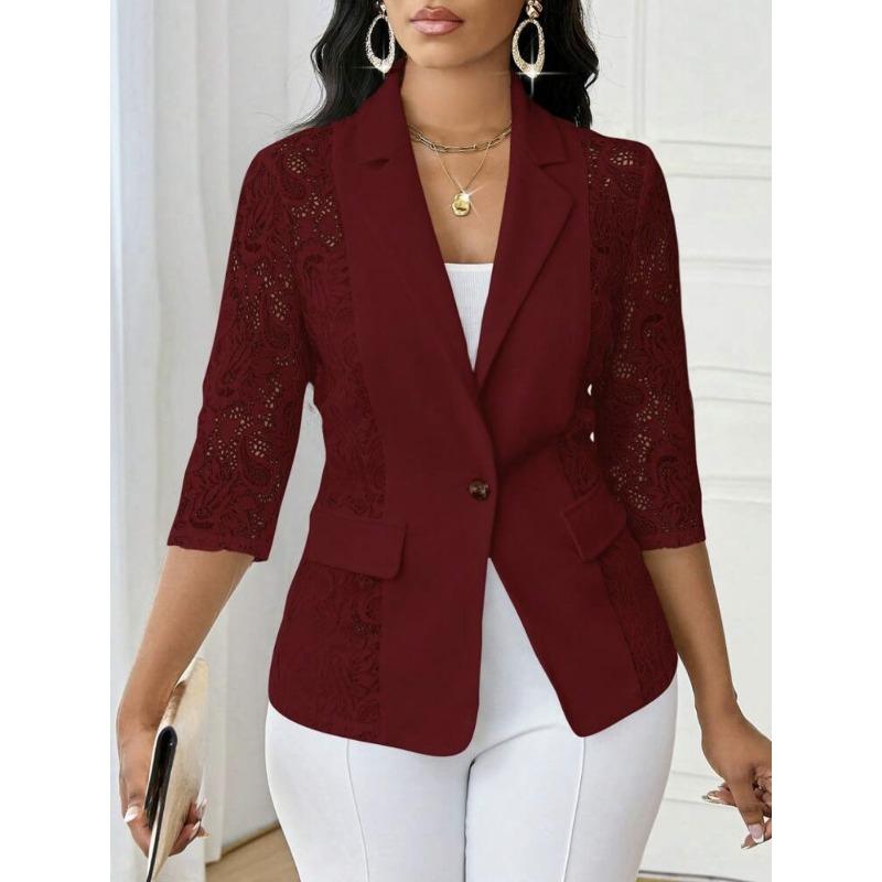 Neue Sexy Spitze Durchbrochene Dreiviertelarm Freizeitjacke für Damen