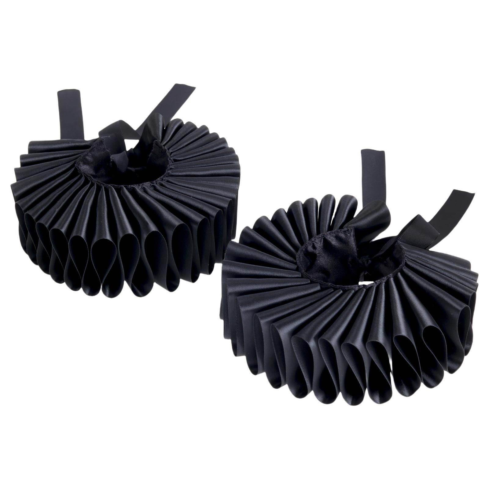 

Victorian Ruffled Wrist Wrap Renaissance Girls Blouse Wrist Cuffs Decorative Props for Lady Medieval Cosplay чорний