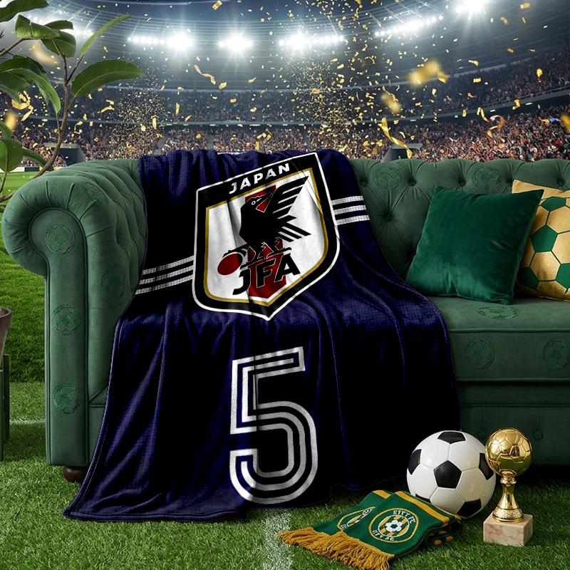 Japan Football Association Emblem Blanket Flannel Throw for Sofa, Indoor, Camping, Living Room, Office, Chair, And Bed Soft Birthday Gift