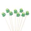 100PCS Disposable Cocktails Tags, Green Beer Decor Bamboo Picks, Disposable Handheld Toothpicks, for Snacks Sandwiches Cupcake