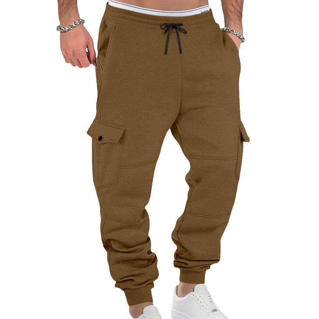 Men's Casual Cargo Jogger Sweatpants with Large Side Pockets and Elastic Waist
