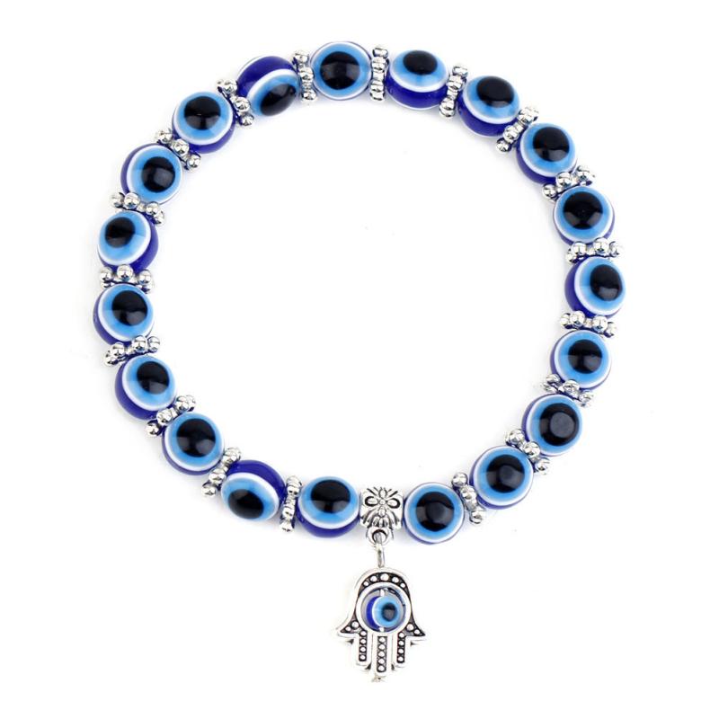 Women Evil Eye Bracelet Turkey Fatima Palm Devil Eye Beaded Bracelet Jewelry Gifts For Friends