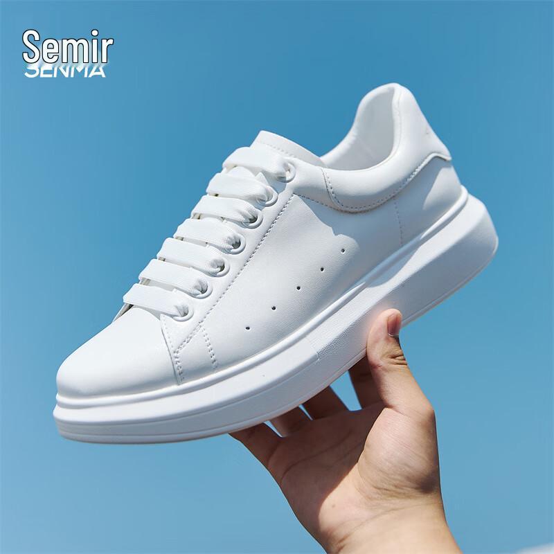 Senma Men s Fashion Breathable Platform Sneakers 43 белый