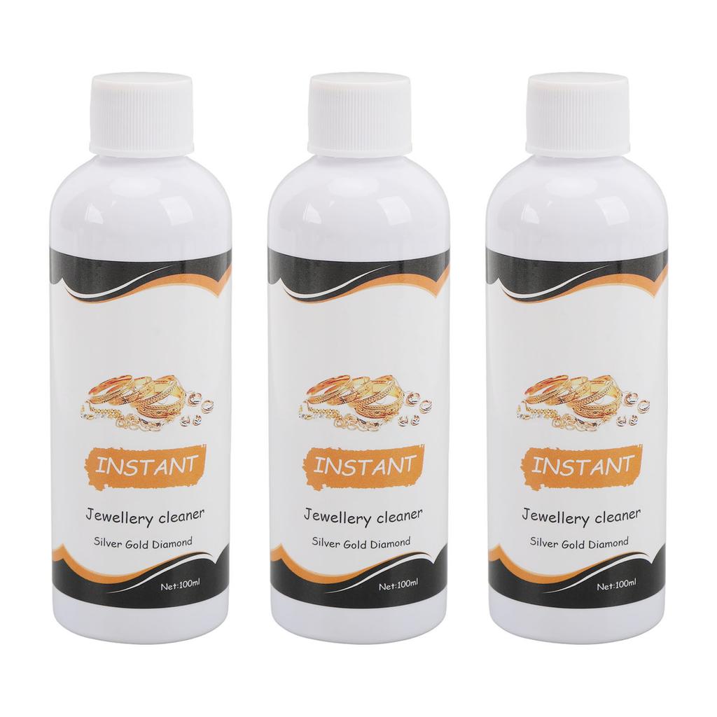 3 Bouteilles 100ml Liquide Nettoyant Bijoux Solution d'Entretien de Surface Agent Nettoyant Décontaminant pour