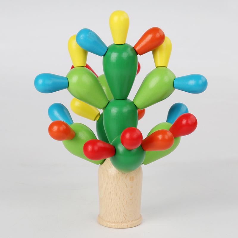 

Montessori Wood Cactus Interlocking Puzzle Blocks for Young Children, Ages 1-3