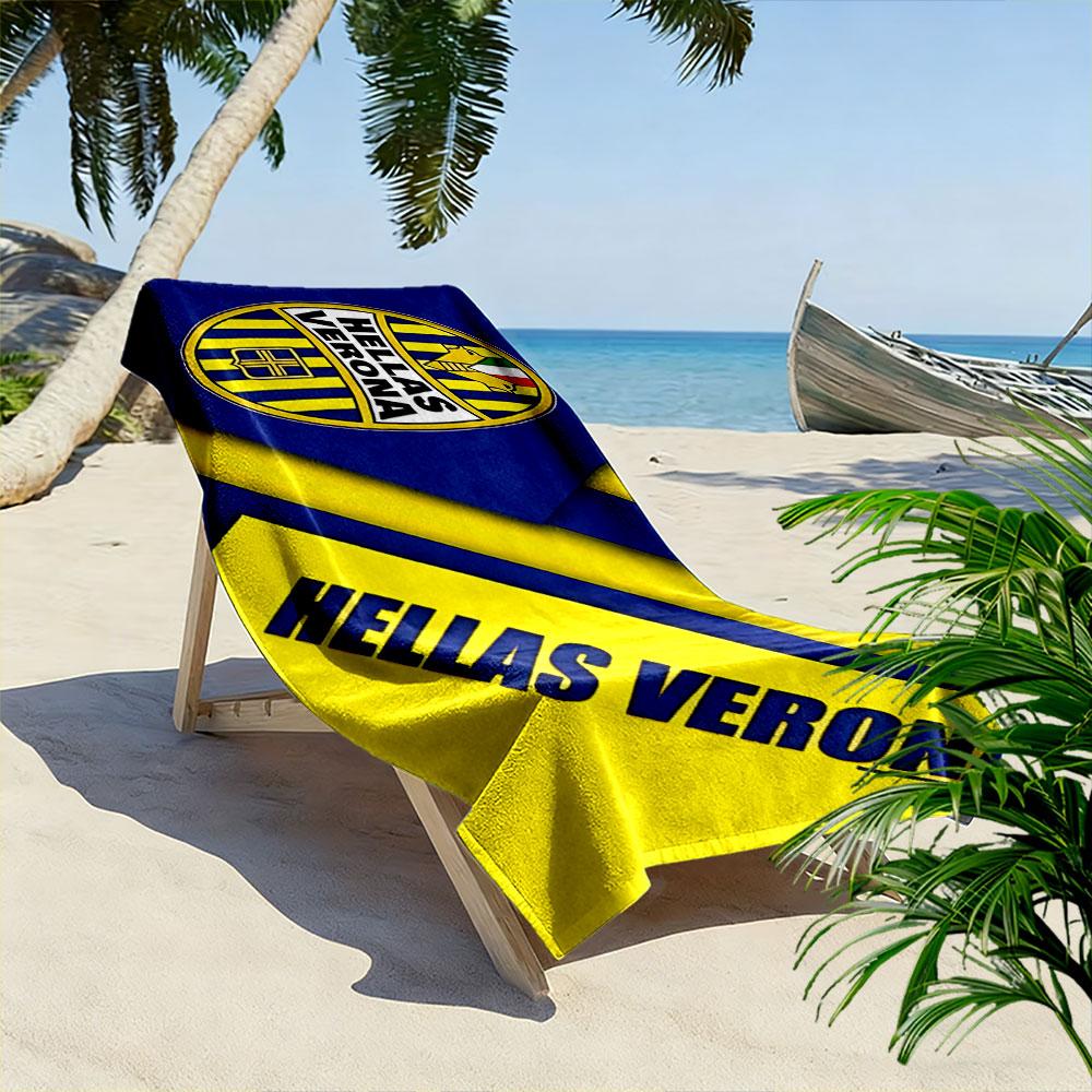 Giant Beach Towel with Hellas Verona FC Crest, Quick Dry Microfiber, Soft Absorbent, for Soccer Fan Beach Pool Travel