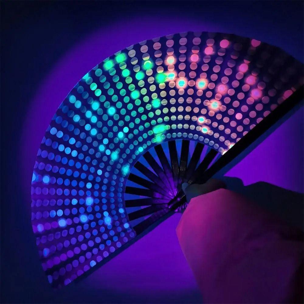Folding Large Folded Hand Fan Fans with Lights Rainbow Folding Fan  Festival