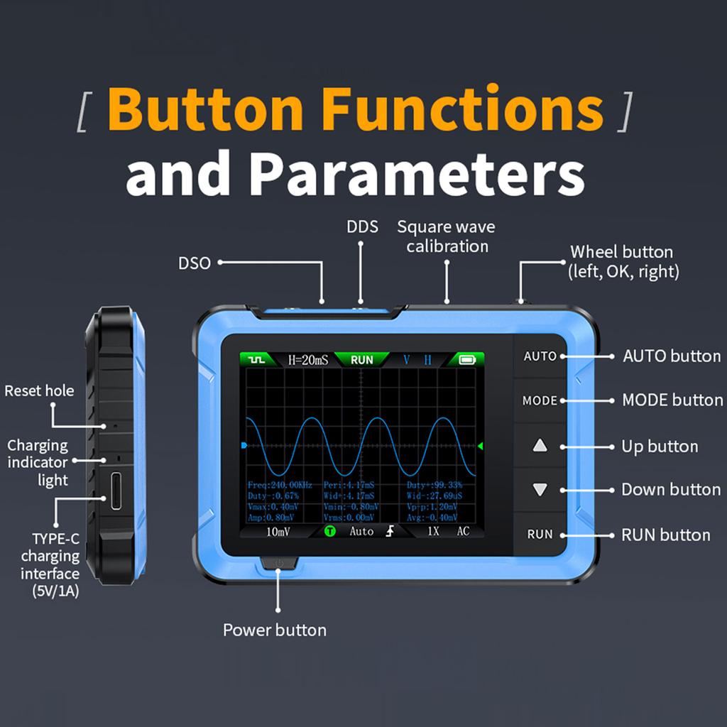 DSO510 Portable Oscilloscope High Sampling Rate and Real Time Updates for Efficiency