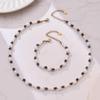Elegant 18k Gold-Plated Stainless Steel Necklace with Imitation Pearl Beads and OT Clasp