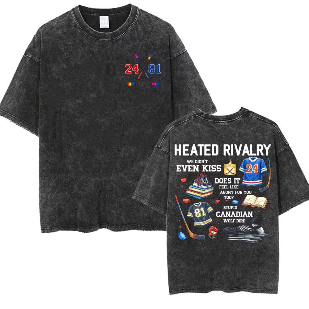 Vintage Washed Heated Rivalry Shane Hollander Ilya Rozanov Tshirt Men Women Fashion Oversized Cotton T Shirts Streetwears S разноцветный
