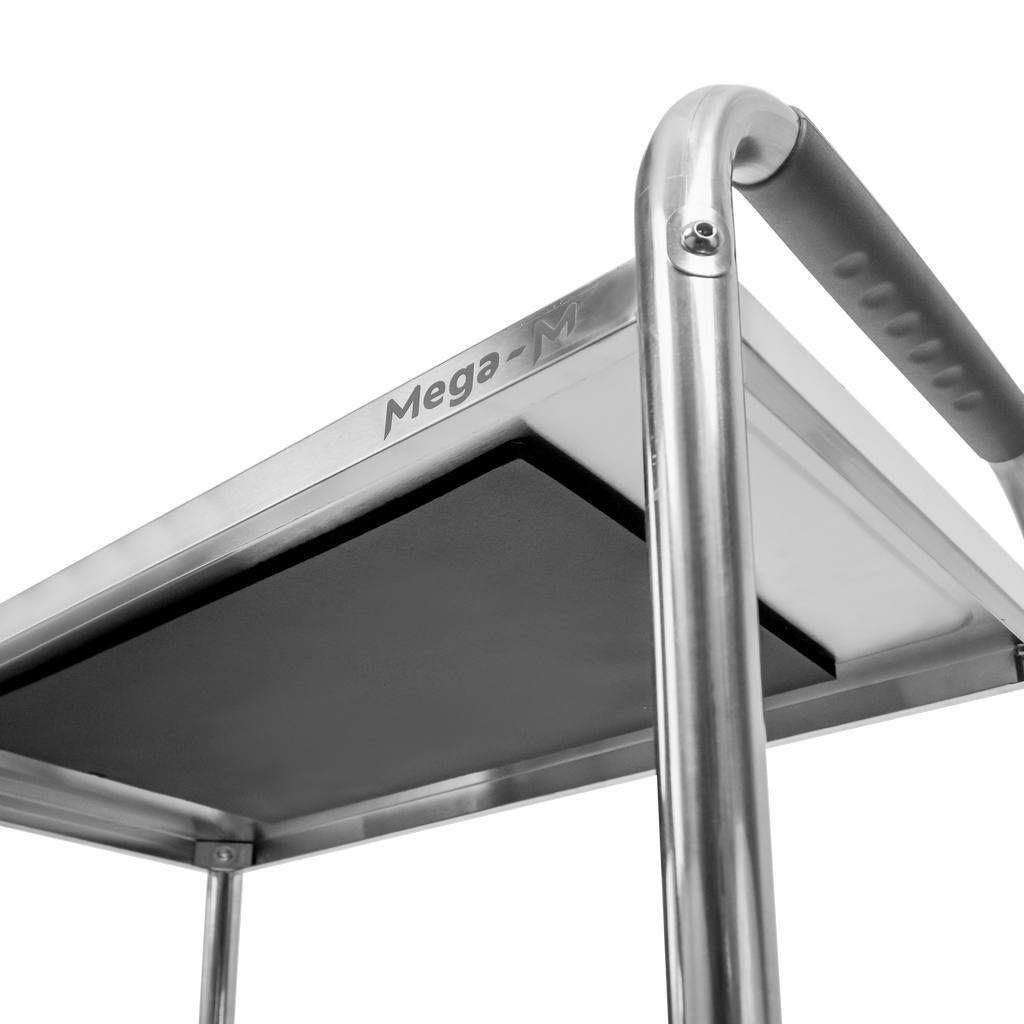 Stainless steel 2-shelf Mega-M STANDARD serving trolley W-85 cm D-45 cm H-90 cm N
