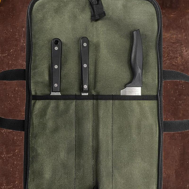 Knife Storage Bag Easy Carrying Knife Roll Bag Waterproof Canvas Knife Carrier Cooking Organizer Effortless Organization