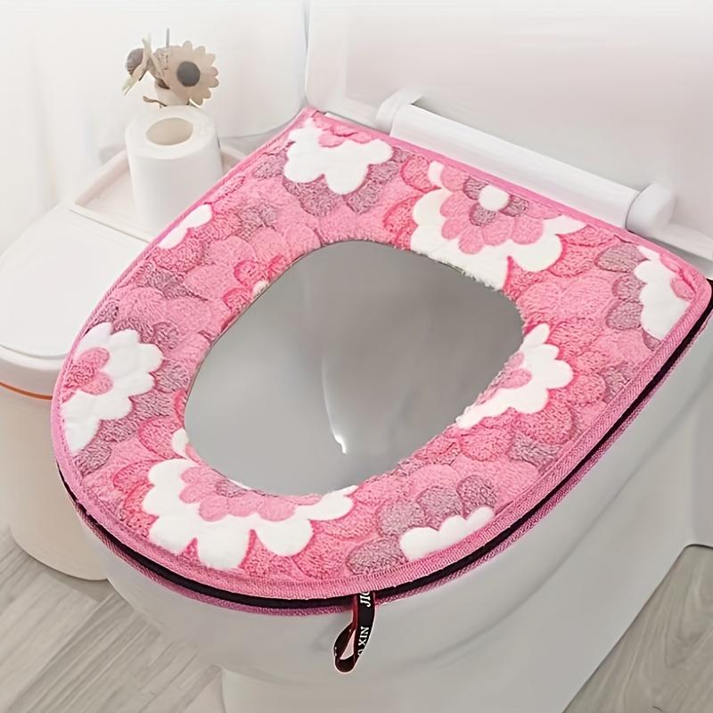 1pc Plush Toilet Seat Cover Thickened Autumn & Winter Comfort Warmer Washable Mat Cover Pad Cushion Seat