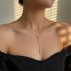 Y-Shape Teardrop Pendant Double Layer Necklace Niche Light Luxury Sexy Collarbone Chain Women's Multi-Layer Exquisite Accessory