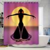 Bright Bath Curtain With Dancing Woman Silhouette For Bathroom Decor Purple Gradient Colors, Extra Large Size (180Cm X 240Cm)