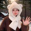 Bear Ears Hat Bunny Ear Hat Cute Winter Hat Bear Scarf Plush Hat Bear Costume Bear Hood For Kids Women Young People Elderly