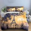 Eiffel Tower Sunset Scene Bedding Duvet Cover Set Duvet Cover Pillowcases  (1*Duvet Cover 2*Pillowcases, Without Duvet Insert)