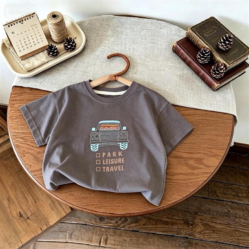 Car Printed Kids Tees Tops Summer Clothing Simple Fashion Girl And Boy Short Sleeve Tshirt Childrens Clothes Casual Tshirts