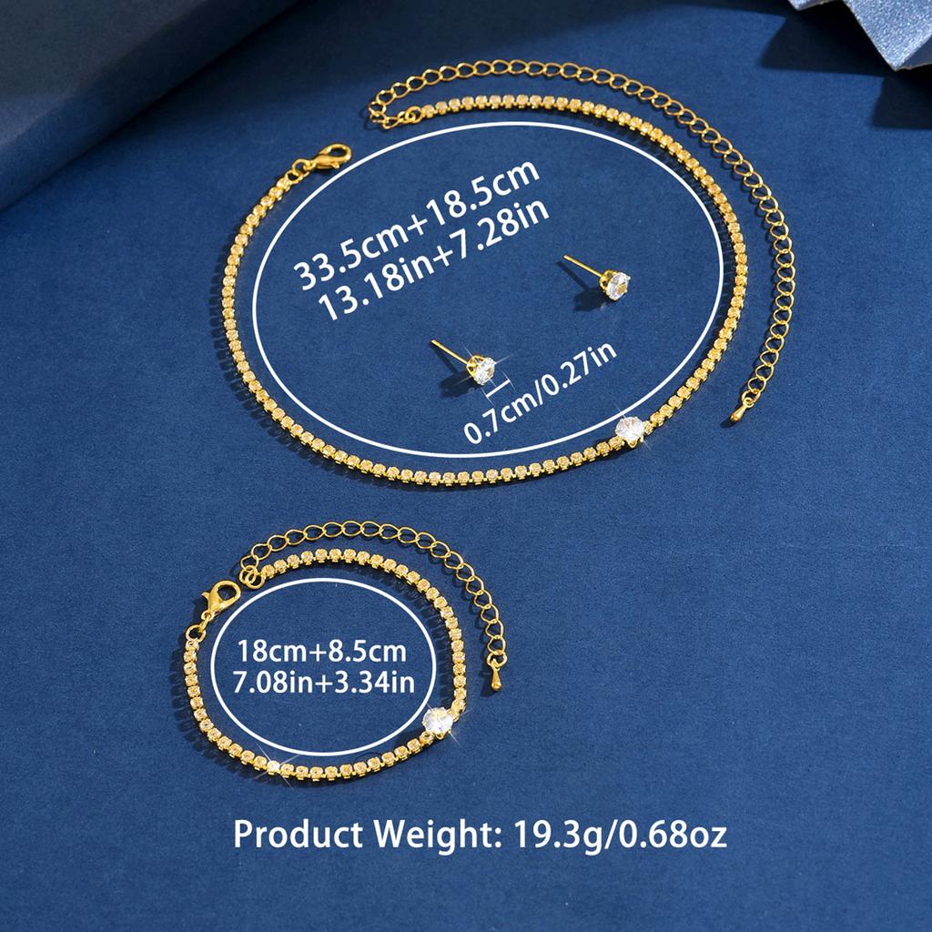 Ladies' fashionable, simple and versatile necklace, earring, bracelet, jewelry set suitable for daily wear, holiday gifts