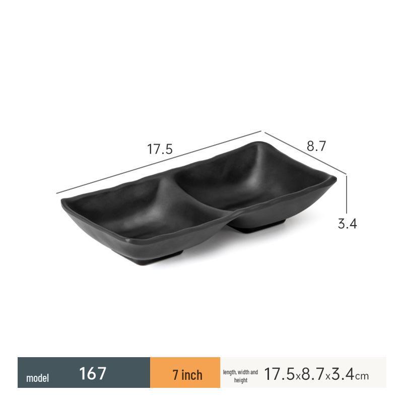 Black Melamine Dipping & Snack Dish with 2-3 Compartments