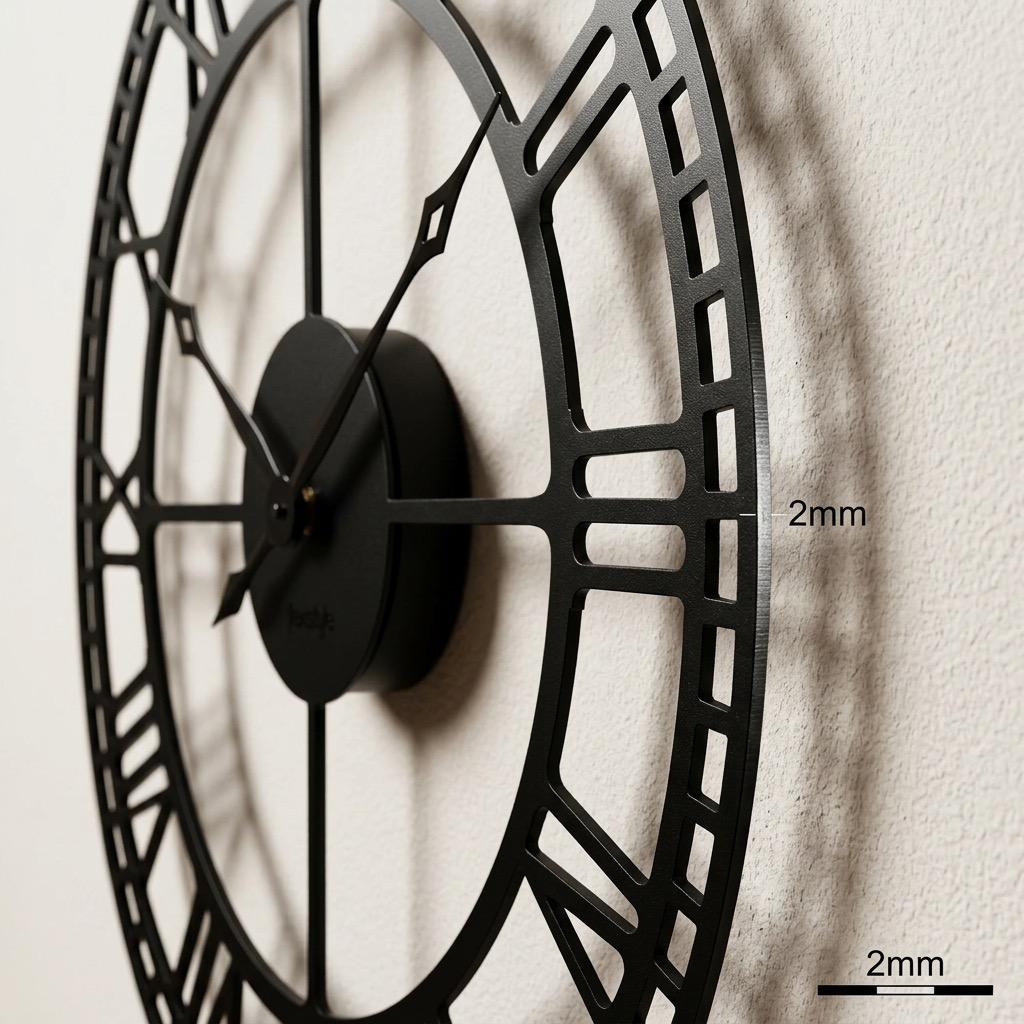 Retro black metal wall clock 50cm