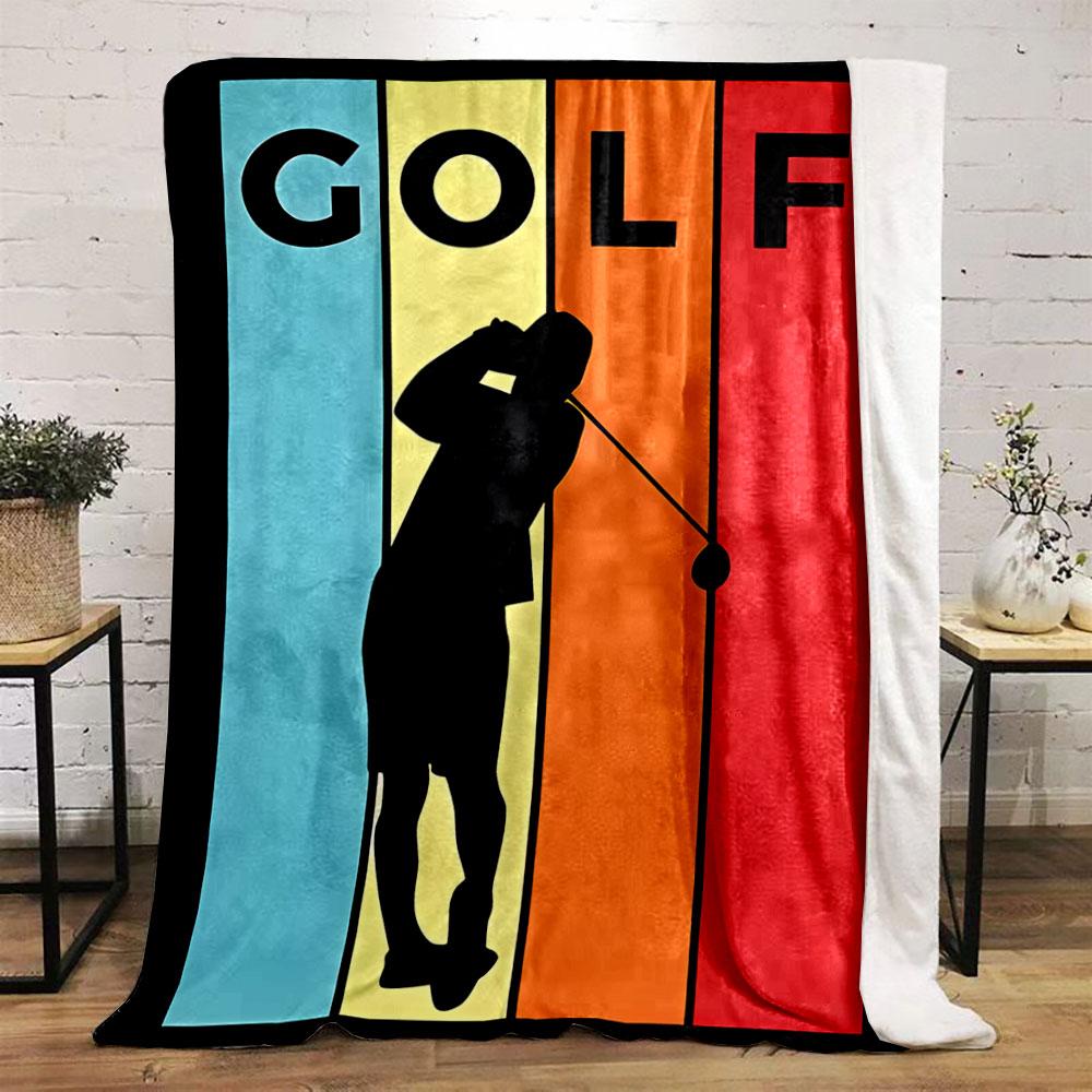 Colorful Golf Silhouette Blanket for All Seasons Blanket Lunch Break Throw Gift