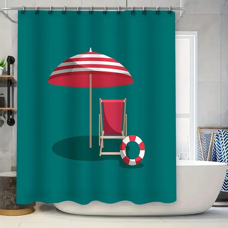 Beach Theme Shower Curtain for Home Decoration - Stylish and Durable Waterproof Bathroom Curtain for Stylish Home Upgrade