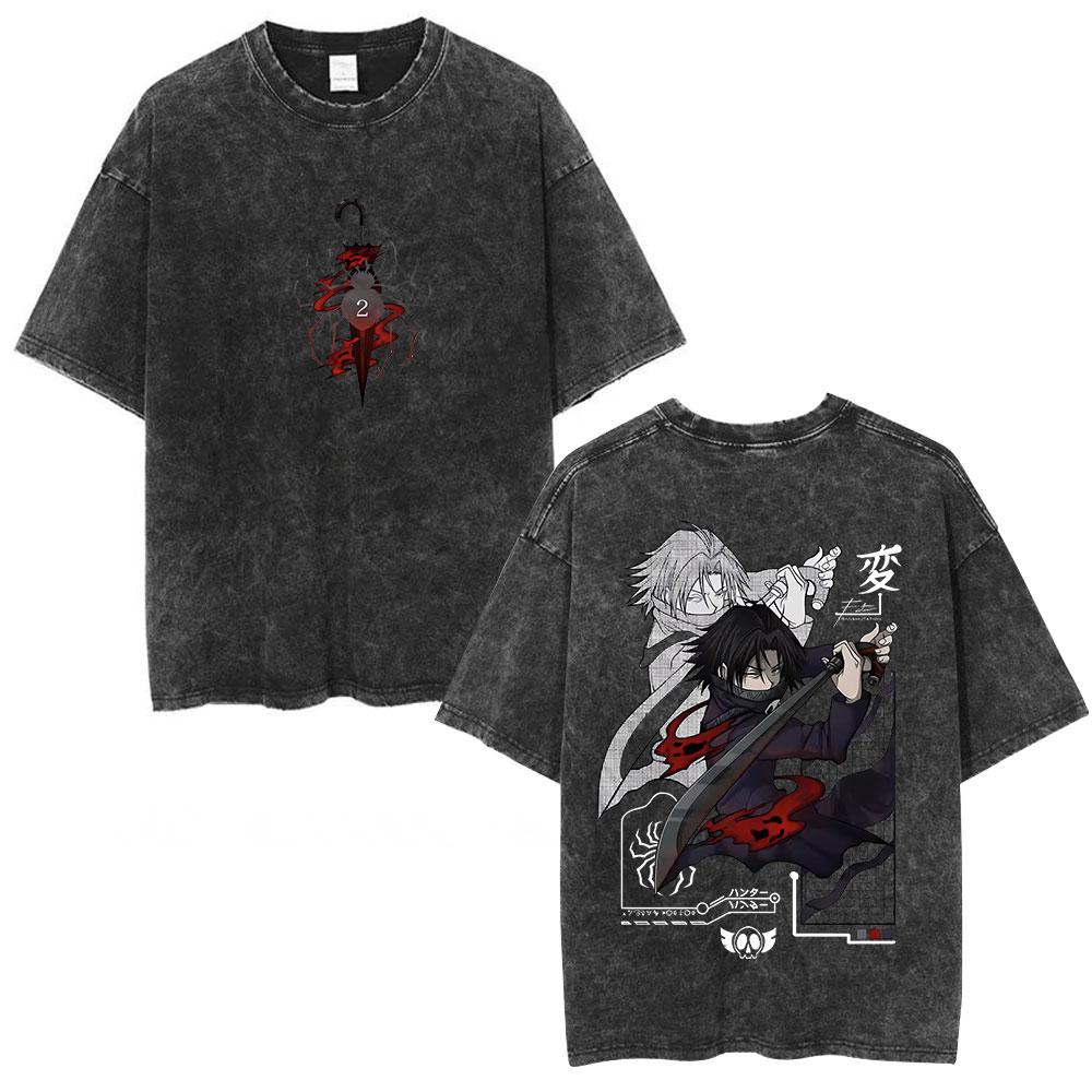 Anime Hunter X Hunter Phantom Troupe Πλυμένα T-shirts Hisoka Γραφικό T-shirts Ανδρικά Γυναικεία Ρούχα Βαμβακερό Oversized T-shirt