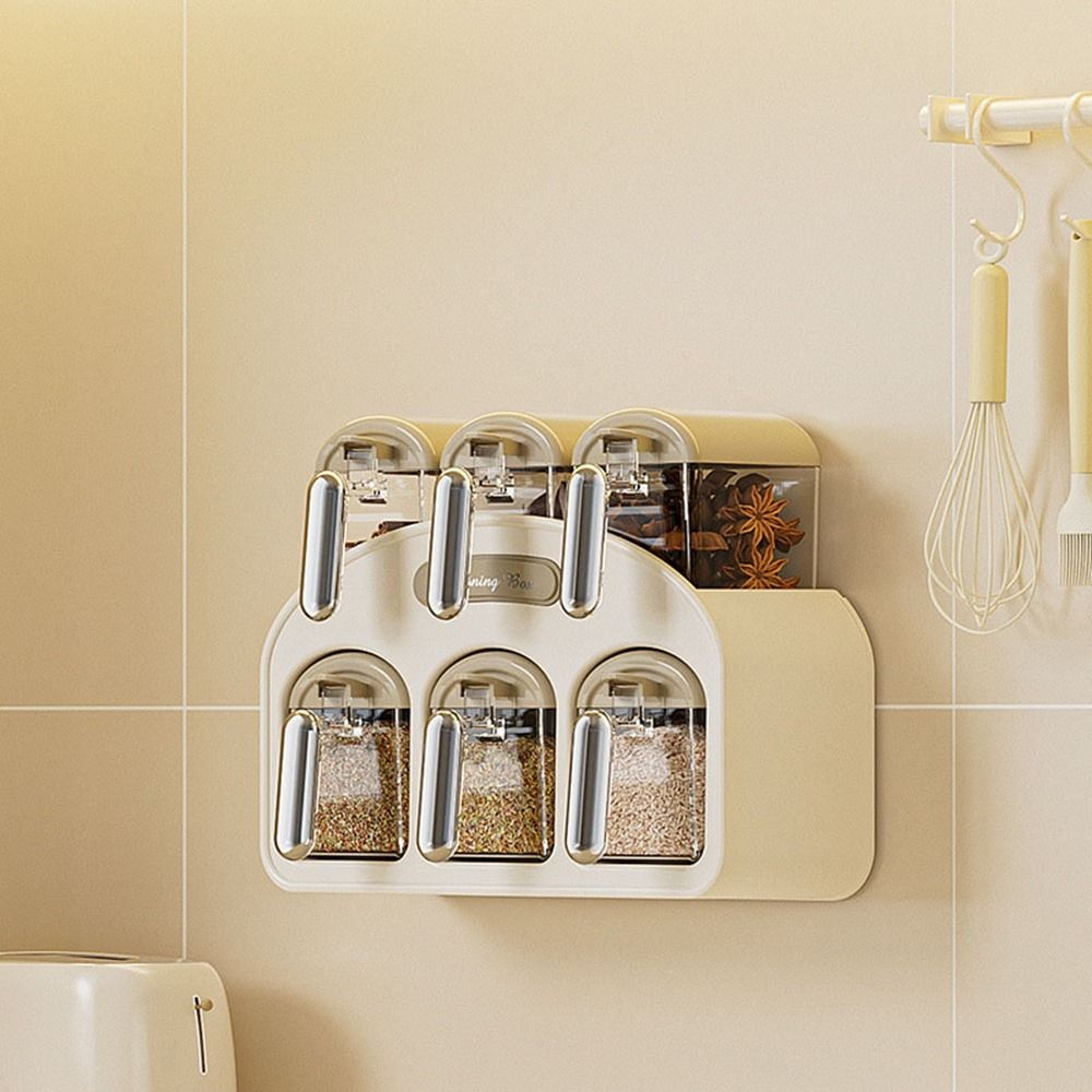 Plastic Wall Mounted Seasoning Box Moisture-proof Spice Storage Rack Spice Container  for Home