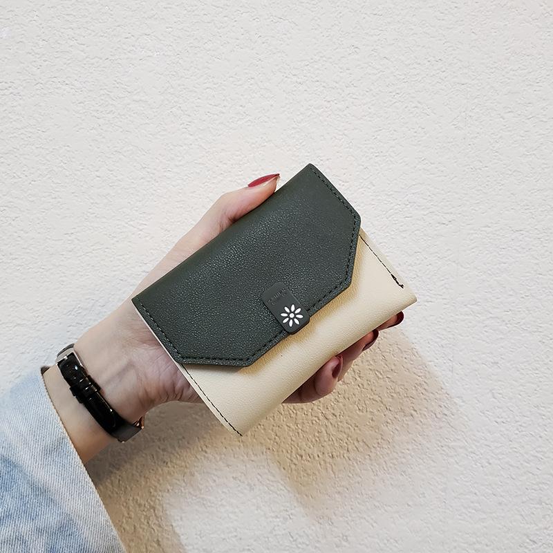 Coin Pocket Small ID Window Bi-Fold Women Wallet Portable Cash White-Collar Workers For Female College Work Business Commute Office