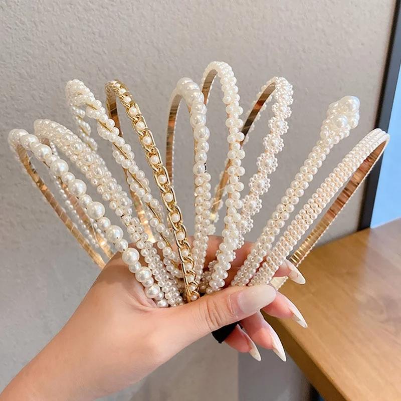 Neues Perlen-Haarband Damenmode Einfaches Rutschfestes Stirnband Elastisches Make-up Waschgesicht Reif Haarband Mädchen Haarschmuck