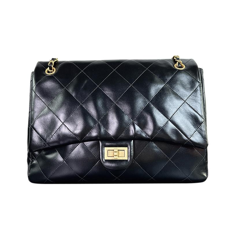 Rhombus chain airport bag, first layer cowhide large-capacity tote bag, high-end commuter shoulder messenger bag