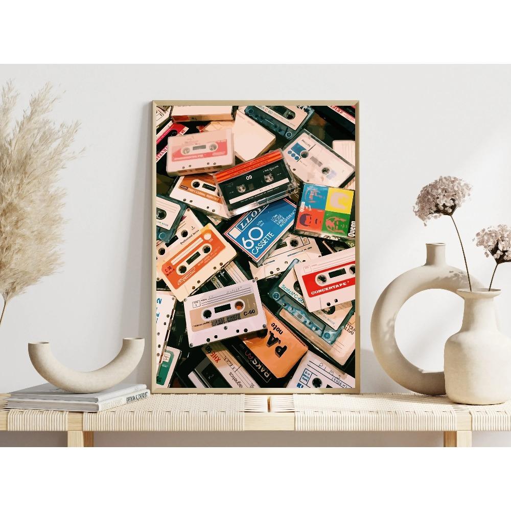 Classic Pop Golden Vinyl Record Cassette Tape Poster Music Modern Prints Canvas Painting Wall Art Picture Home Living Room Decor