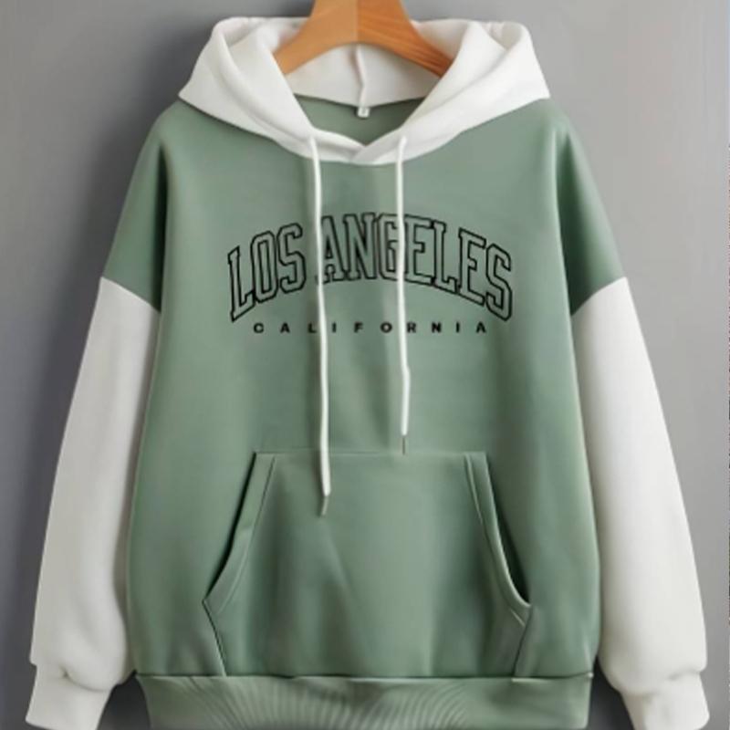 Womens Simplified Letters Print Loose Hoodie Tops Blouse Sweatshirt Casual Long Sleeve Pullover Tops