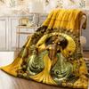 1pc Orisha Oshun African Spiritual Blanket, Retro Yoruba Goddess Flannel Throw with Floral & Symbolic Print, All-Season Bedspread, Soft
