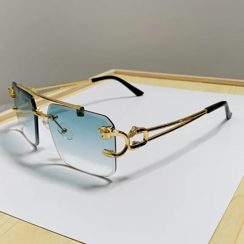 Luxury Rimless Square Sunglasses Men Women Fashion Brand Designer Vintage Sun Glasses Male Female Fashion Retro Oculos De Sol