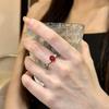 Light Luxury French Retro Ruby Oval Pigeon Egg Ring, High-End Sense Diamond-Set Temperament Versatile, Niche Index Finger Ring