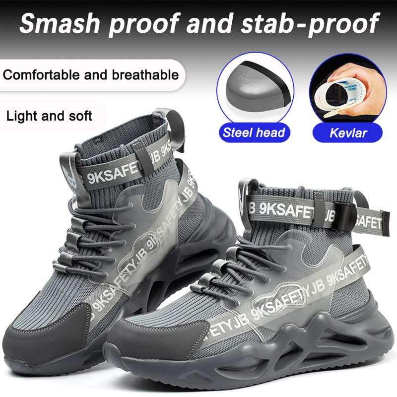 Work Boots Men Women Safety Boots Steel Toe Safety Work Shoes Indestructible Shoes Anti-smash Lightweight Work Sneakers Footwear
