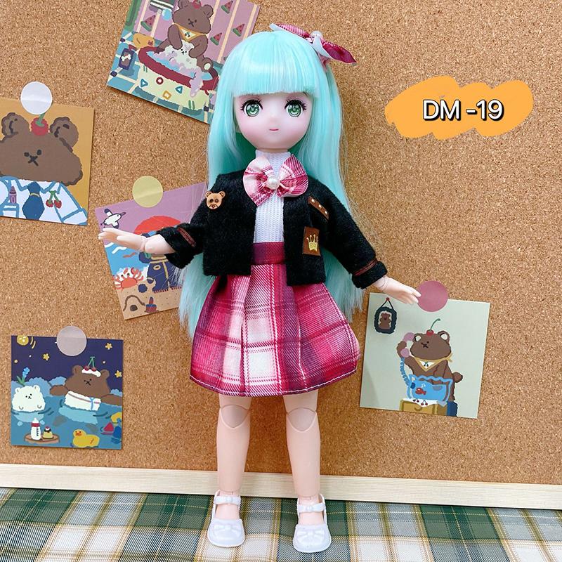 Bjd Dukker 30cm Anime Dukke Fullt Sett 1/6 Bjd 23 Ledd Bevegelig Kropp Med Skjørt Hatt Hodeplagg Jenter Kle På DIY Leker Reborn Kawaii