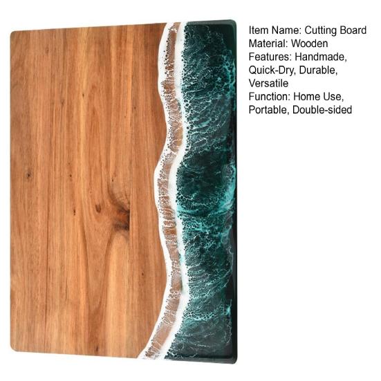 Personalized Cutting Board with Ocean Resin Custom Charcuterie Board Engraved, Decorative Wood Cutting Board Wedding Gift, Unique Resin Cutting Board