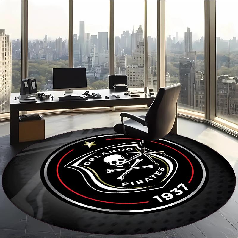 Orlando Pirates (1) Round Office Rug Decorative Floor Rug for Office Bedroom Living Room and Home Space